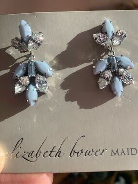 Periwinkle and Crystal Drop Earrings by Elizabeth Bower